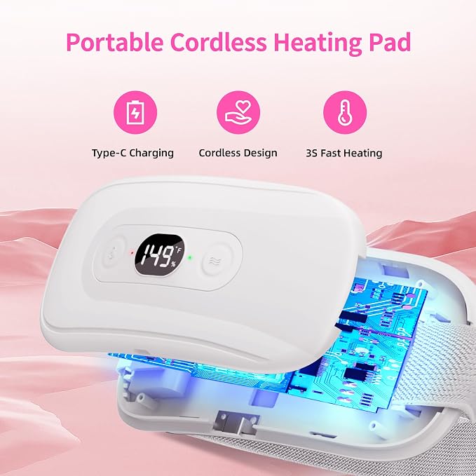 Portable Heating Pad Period Cramps: 2 Timer 6 Heat Levels 6 Vibration Modes - Image 5