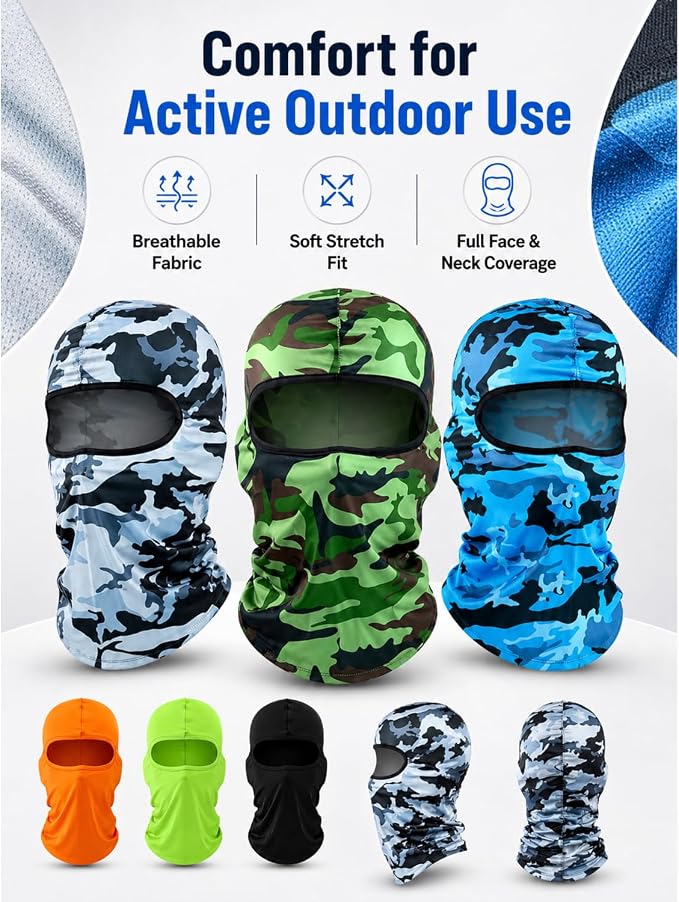SATINIOR 6 Pcs Ski Mask Cover Balaclava Full Face Mask Summer Face Cover UV - Image 2