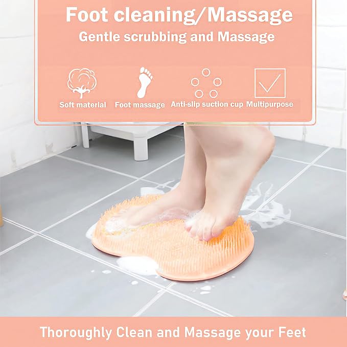 Shower Foot and Back Scrubber Mat, Wall Mounted Shower Foot Scrubber - Image 2