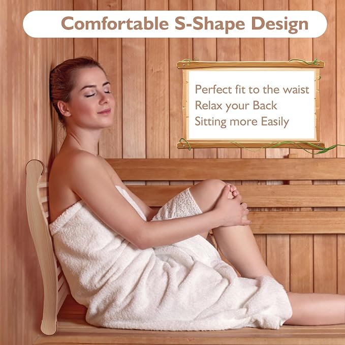 Sauna Backrest Sauna Accessories Wooden Slip-Resistant Non-Toxic Comfortable - Image 2