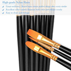 BOSOBO Paint Brushes Set, 10 Pieces Round Pointed Tip Paintbrushes Nylon Hair - Image 4
