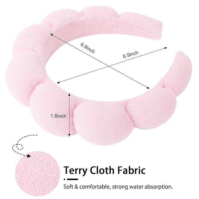 WHAVEL 3 Pack Spa Headband Skincare Headbands, Makeup Headband Sponge Terry - Image 2