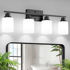 Ascher Bathroom Light Fixtures, 4-Light Vanity Light Over Mirror, Matte Black by Ascher