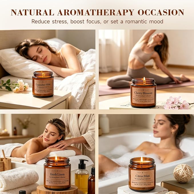 12 Pack Scented Soy Candles Set, 3.5oz Glass Jar Aromatherapy Candles, 20-25H - Image 4