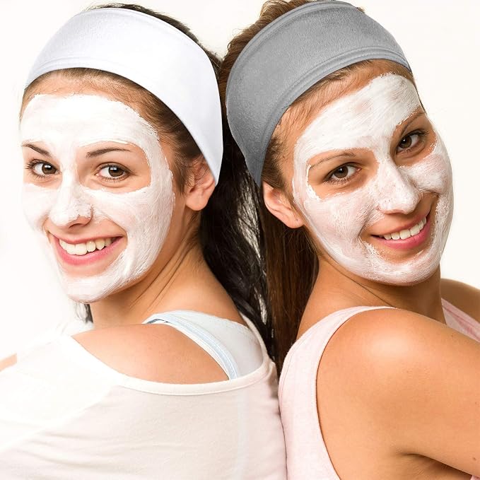 Whaline 3Pcs Spa Facial Headband Make Up Wrap Head Terry Cloth Headband - Image 4