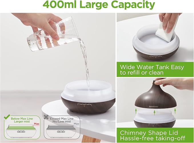InnoGear Aromatherapy Diffuser & 10 Essential Oils Set, 400ml Diffuser - Image 9