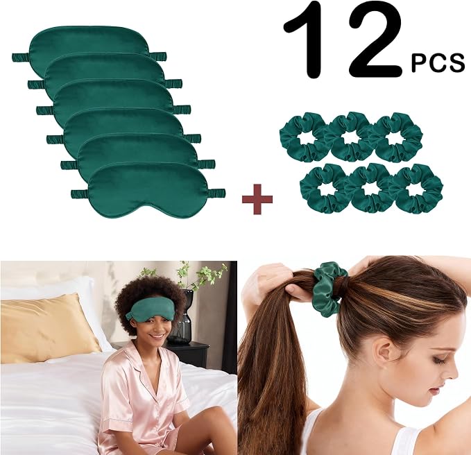 12Pcs Silk Sleep Masks Satin Eye Mask Silky Eyes Cover Blindfold Eyeshade Hair - Image 2