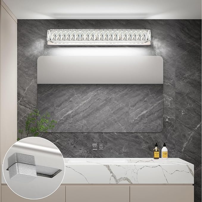 ZUZITO 30in LED Bathroom Lights Over Mirror Modern Crystal Vanity Lights Bar - Image 4