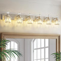 PRESDE Crystal 6-Light Bathroom Vanity Light Fixtures Brushed Nickel Modern by HOME