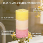 Sweet Honeysuckle Scented 3x6 Inch Pillar Candles Yellow White Pink Layered - Image 4