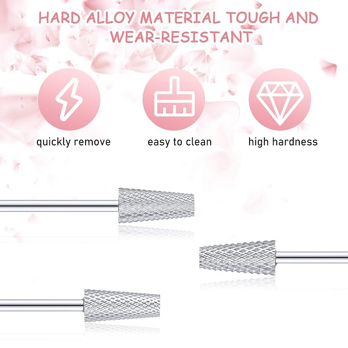 3 Pieces Tapered Barrel Carbide Nail Drill Bit, 3 Sizes Carbide Nail Drill Bit - Image 2