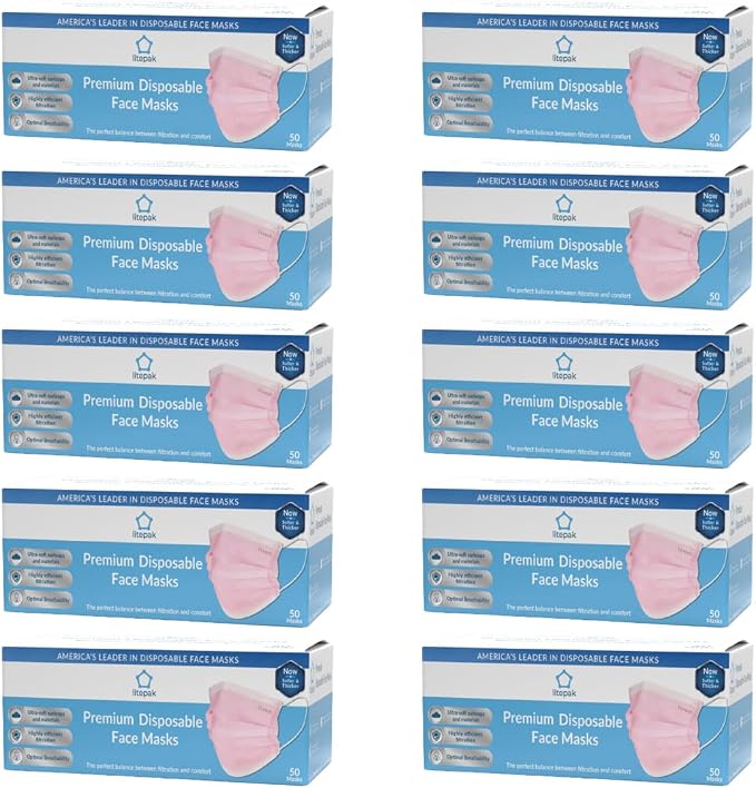 Litepak 500pcs Premium Disposable Face Mask SOFT 3ply Nose Wire - Image 2