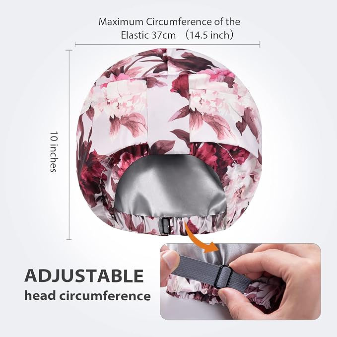 INNELO Luxury Shower Cap for Women Reusable Waterproof, Double Layered Shower - Image 3