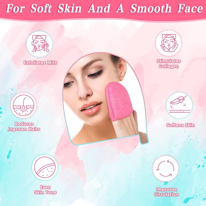 Frienda 4 Pcs Exfoliating Gloves Facial Scrub Mitts Exfoliator Scrubber - Image 5
