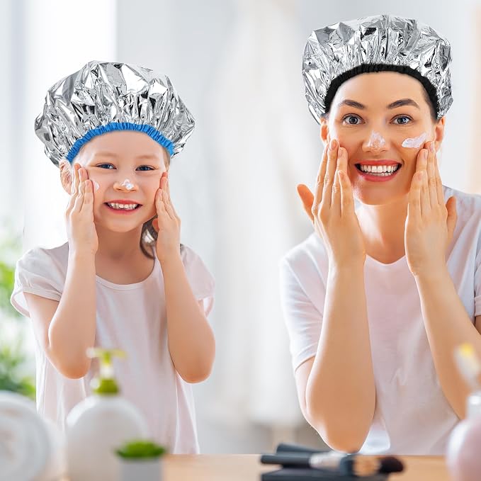 2 Pcs Aluminum Foil Deep Conditioning Hair Cap Reusable Heat Cap - Image 2