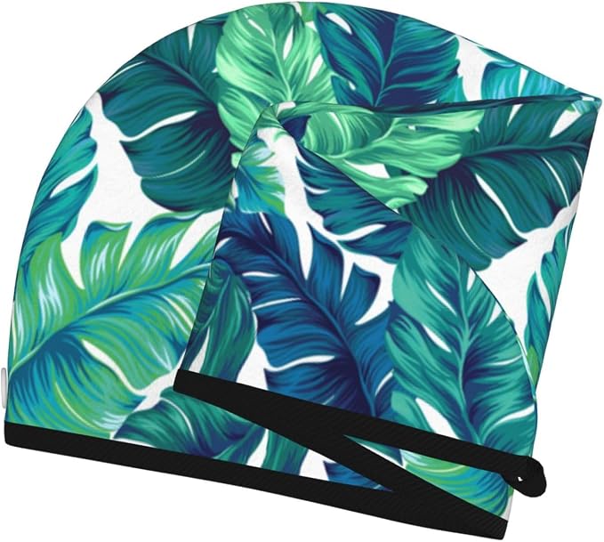 Tropical Palm Leaves Hair Towel Wrap Microfiber Fast Drying Hair Turban - Image 6