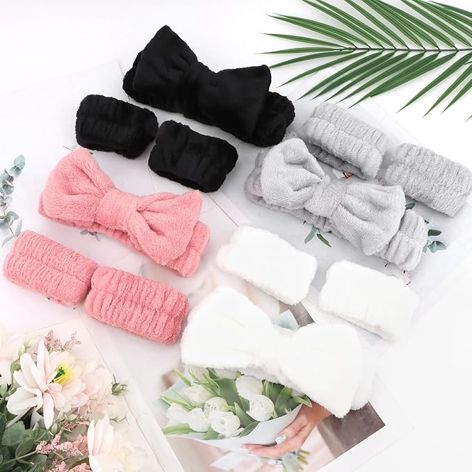 CIEHER 12 PCS Makeup Headband for Women Wrist Washband Scrunchies Cuffs for - Image 8