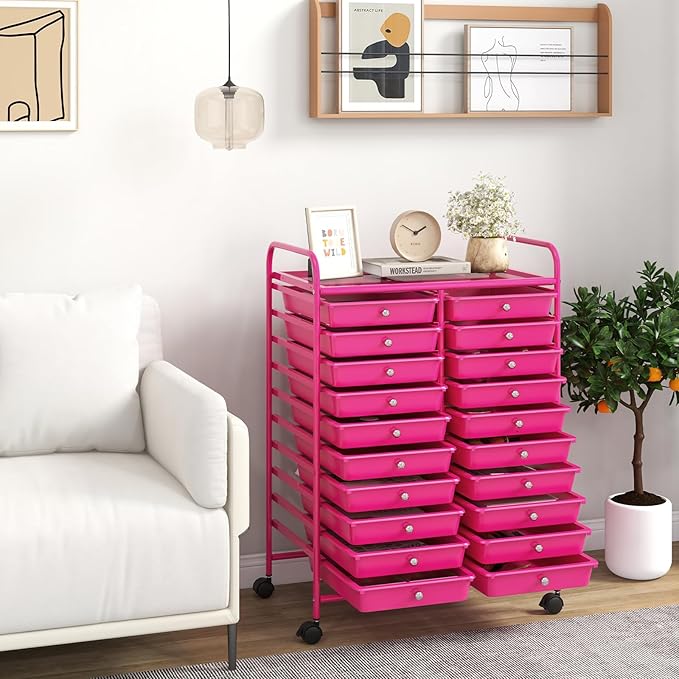 Giantex 20 Drawers Rolling Cart, Mobile Storage Drawer Cart, Classroom Organizer - Image 2