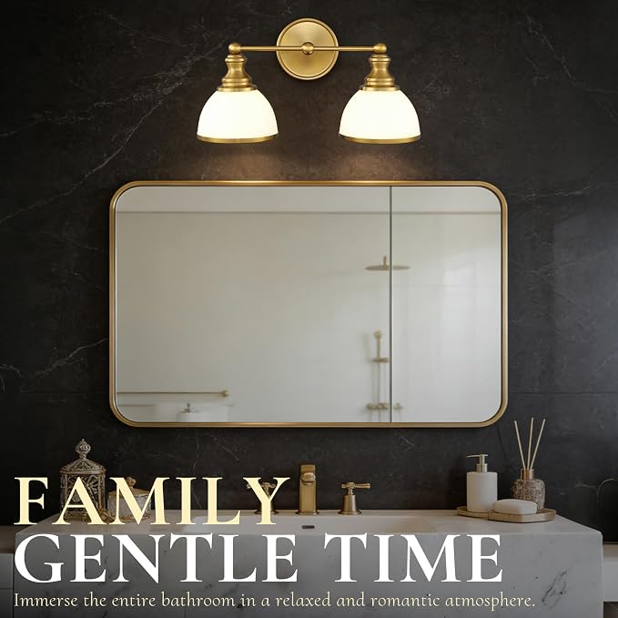 Hamilyeah 2-Light Gold Bathroom Vanity Light, Brushed Gold Wall Light Fixture - Image 8