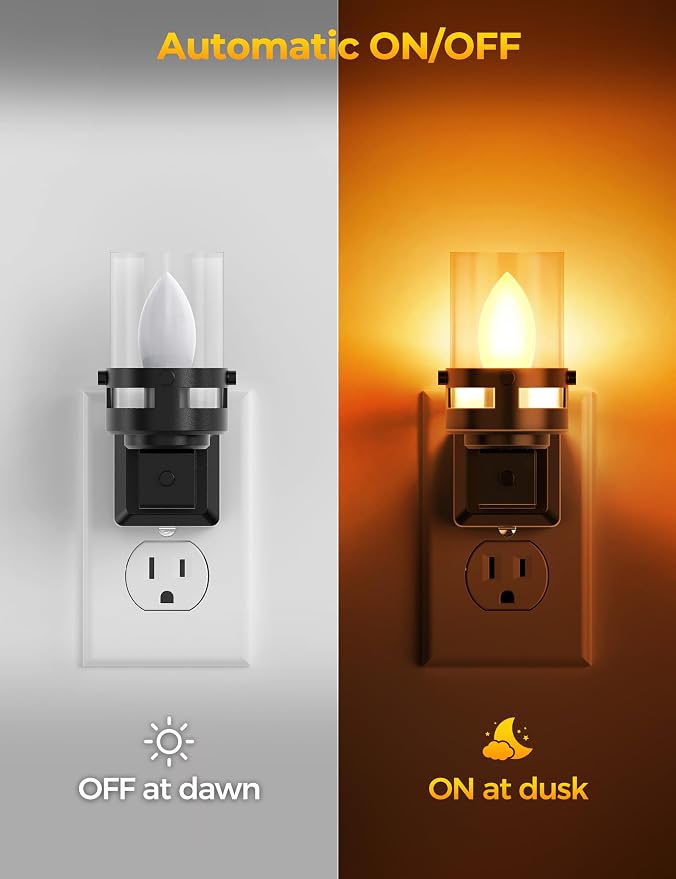 Briignite Candle Night Light Plug in, Amber Night Lights Plug into Wall - Image 2