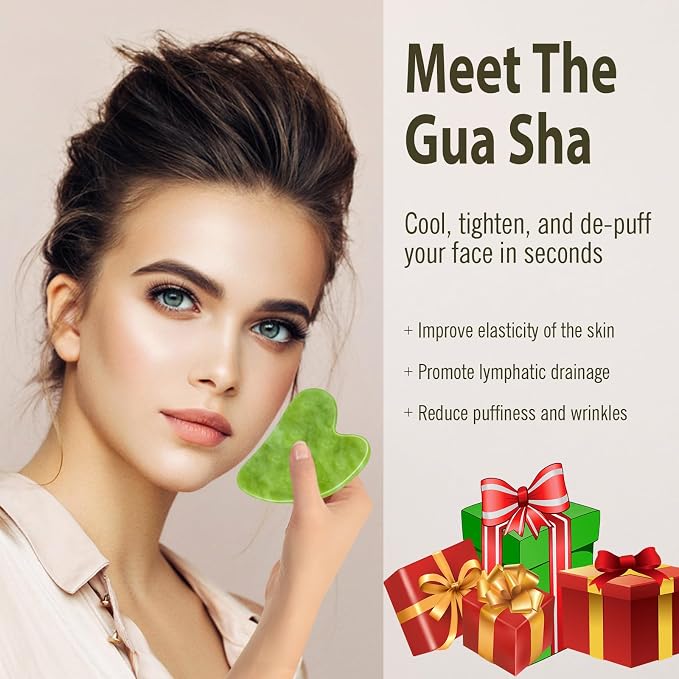 Disemot Gua Sha Facial Tools, Natural Anti-Aging Jade Beauty Skin-Care Tool - Image 3