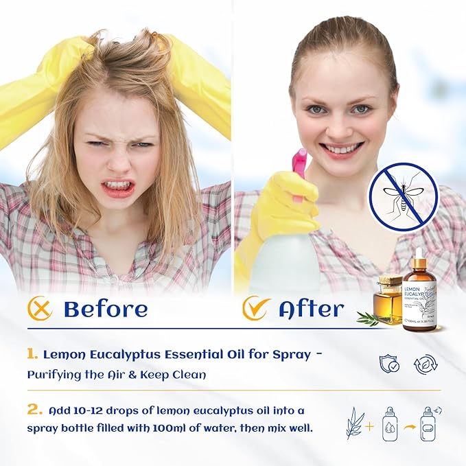 HIQILI Lemon Eucalyptus Oil, for Spary, 100% Pure Natural - Image 2
