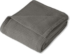 Sweet Home Collection 100% Fine Cotton Luxurious Basket Weave Blanket, Dark - Image 2