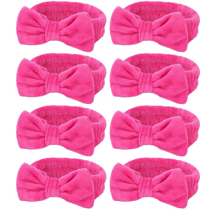 Semato 8 Pcs Hot Pink Spa Headband by Semato