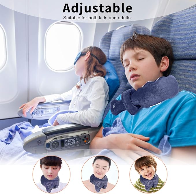 Travel Neck Pillow with Vibration Massage, Battery Operated Adjustable Airplane - Image 3