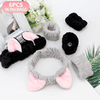 AMCAMI 6 Pcs Spa Set, Cute Make Up Cat Ears Headband Plush Animal Makeup - Image 9