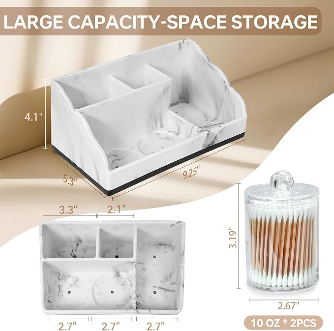 TuCao Marble Bathroom Countertop Organizer, Toothbrush Holders - Image 6