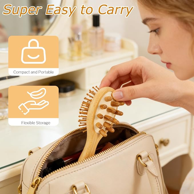 STYLEMATE 2-in-1 Mini Bamboo Hair Brush - Image 7