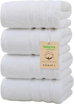 Bath Towels 4 Pack, Large 30 x 60 Inches, 100% Cotton Towels, Comfortable by Velqora