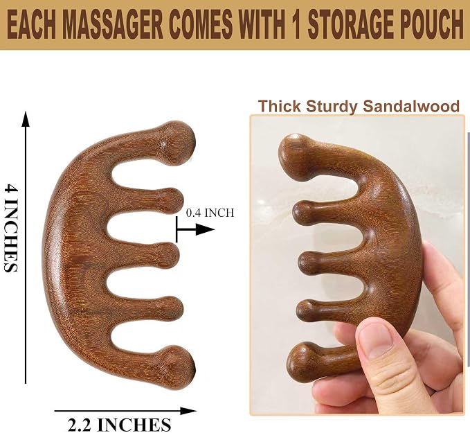 Wooden Scalp Massager for Scalp Gua sha, Massage Comb, Wooden Head Massager - Image 2