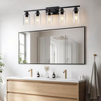 5 Light Bathroom Light Fixtures Black Vanity Light Over Mirror Modern Farmhouse - Image 4