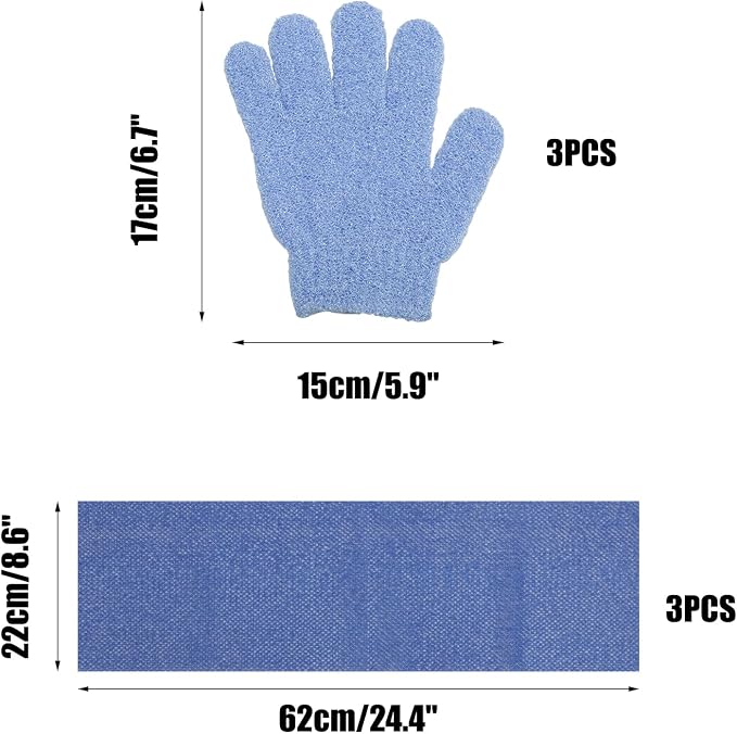 6 Pack African Net Sponge Exfoliating Glove Set, 3 Pairs Shower Gloves and 3 - Image 2