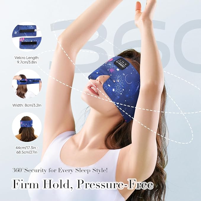 LC-dolida Sleep Mask with Bluetooth Headphones, Extra Large Silk Eye Mask - Image 5