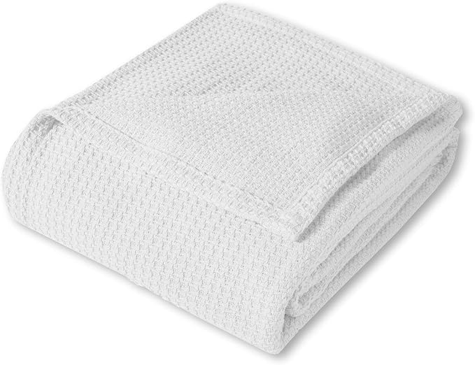 Sweet Home Collection 100% Fine Cotton Luxurious Basket Weave Blanket - Image 2