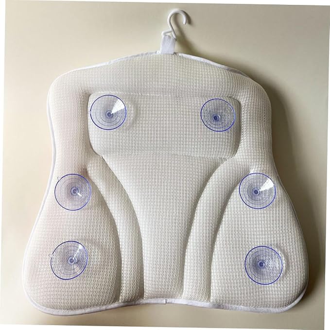 Bath Pillow for Tub with Suction Cups, Mesh Bath Neck Pillow 48x42x10cm - Image 3