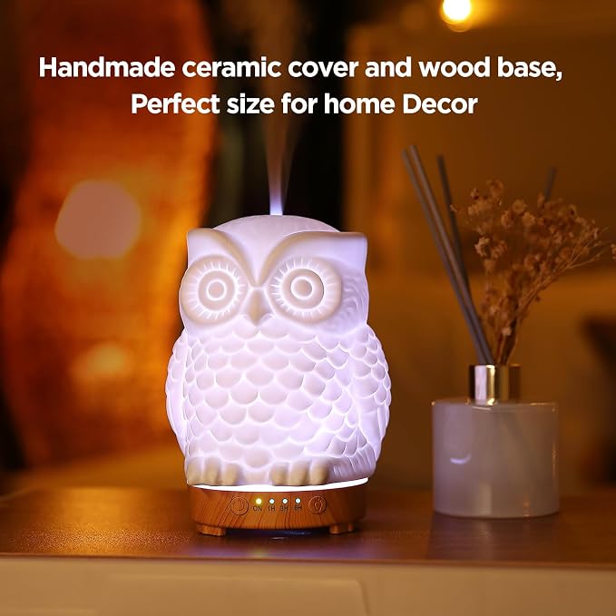 Owl Ceramic Aromatherapy Diffuser INRORANS 160ml Stone ultrasonic Cool Mist - Image 6
