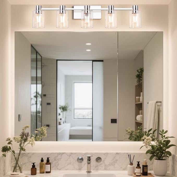 5-Light Modern Vanity Light Fixtures Over Mirror, Brushed Nickel Bathroom Light - Image 6