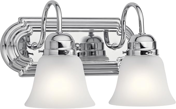 Kichler 12.25" 2-Light Vanity Bath Light in Chrome, Modern Bathroom Light by Kichler