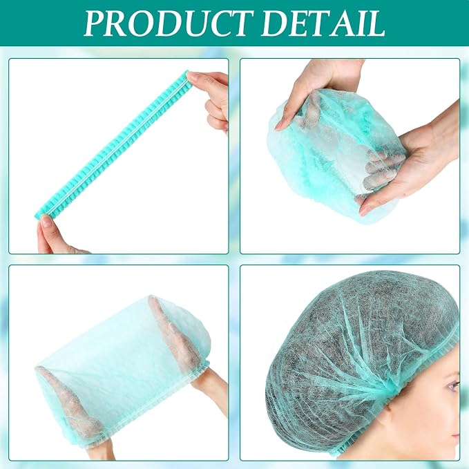 100 Pcs Disposable Nonwoven Bouffant Caps 21 Inch Hair Net Elastic Cap Hair - Image 2