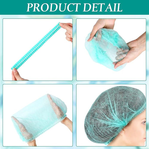 100 Pcs Disposable Nonwoven Bouffant Caps 21 Inch Hair Net Elastic Cap Hair - Image 2