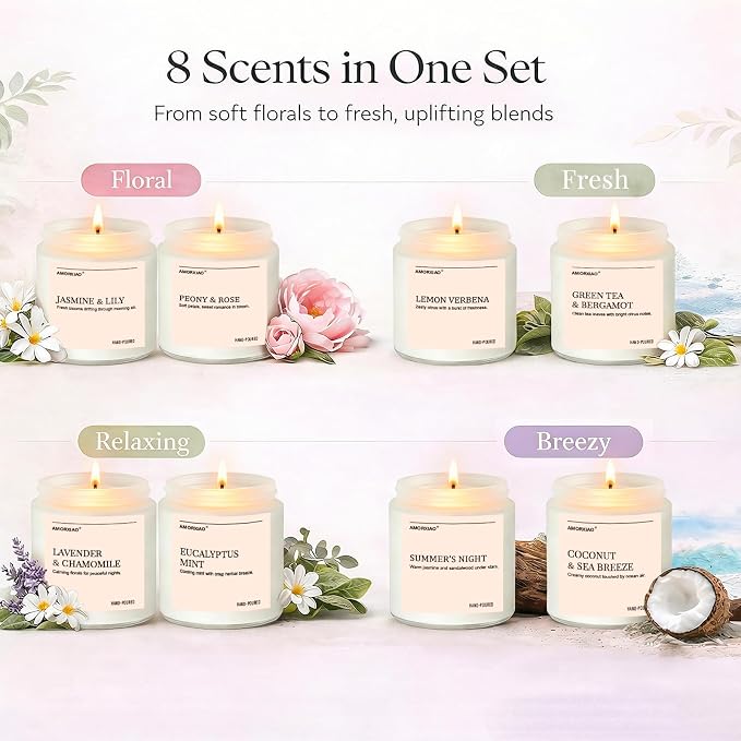 Scented Candles Gift Set, 8 Pack Soy Wax Candles - Image 2