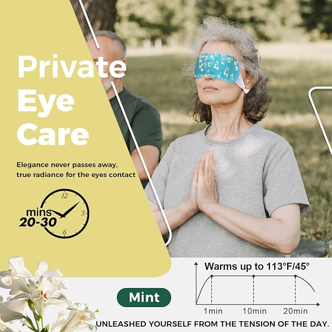 16-Pack Steam Eye Masks for Dry Eyes, Jasmine Warm Eye Mask for Tired Eyes - Image 3
