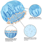 Waterproof Shower Caps for Women, Solid Color Dual-Layer Elastic Band Design - Image 4