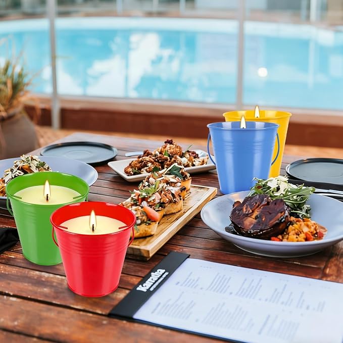 4 Pack 12oz Citronella Scented Candles, Colorful Metal Bucket Candles - Image 9