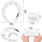 Zkptops 6Pcs Spa Headband for Washing Face Wristbands Set Women Bubble Makeup - Image 4
