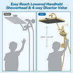 Hibbent cUPC Certified 13'' Shower Head Combo, High Pressure 5 Spray Rainfall - Image 5